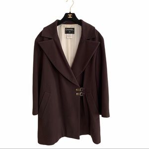 Chanel Cashmere mid length coat with bronze clasps
